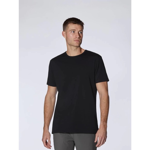 Cuts Clothing Men's Split Hem Crew Neck 4 Way Stretch Tee T-Shirt in Black - Picture 2 of 8